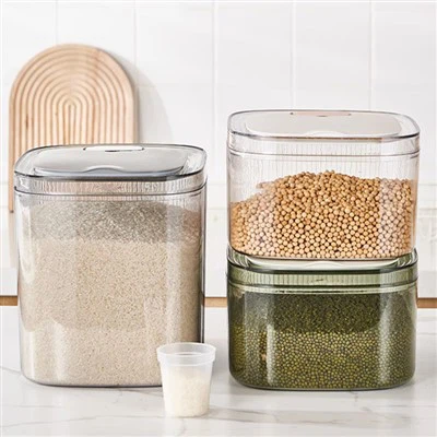 Transparentna flip zapečaćena kanta za rižu